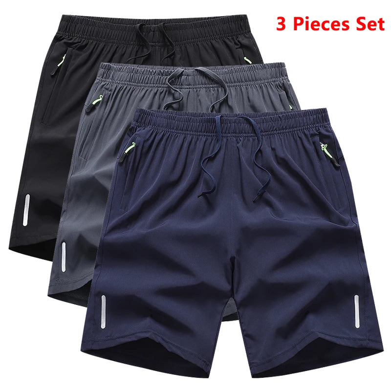 3 Pieces Gym Sports Shorts Men Quick Dry