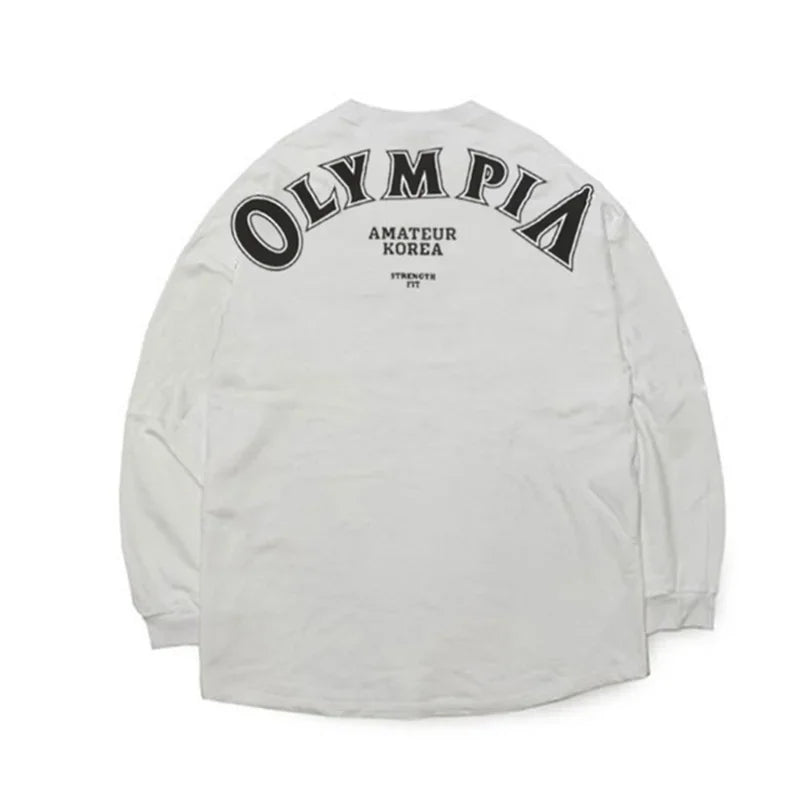 Men's Cotton Casual Long Sleeve T-shirt Man Gym Fitness Sweatshirt O-Neck Running Training Tops Male Workout Clothing Undershirt