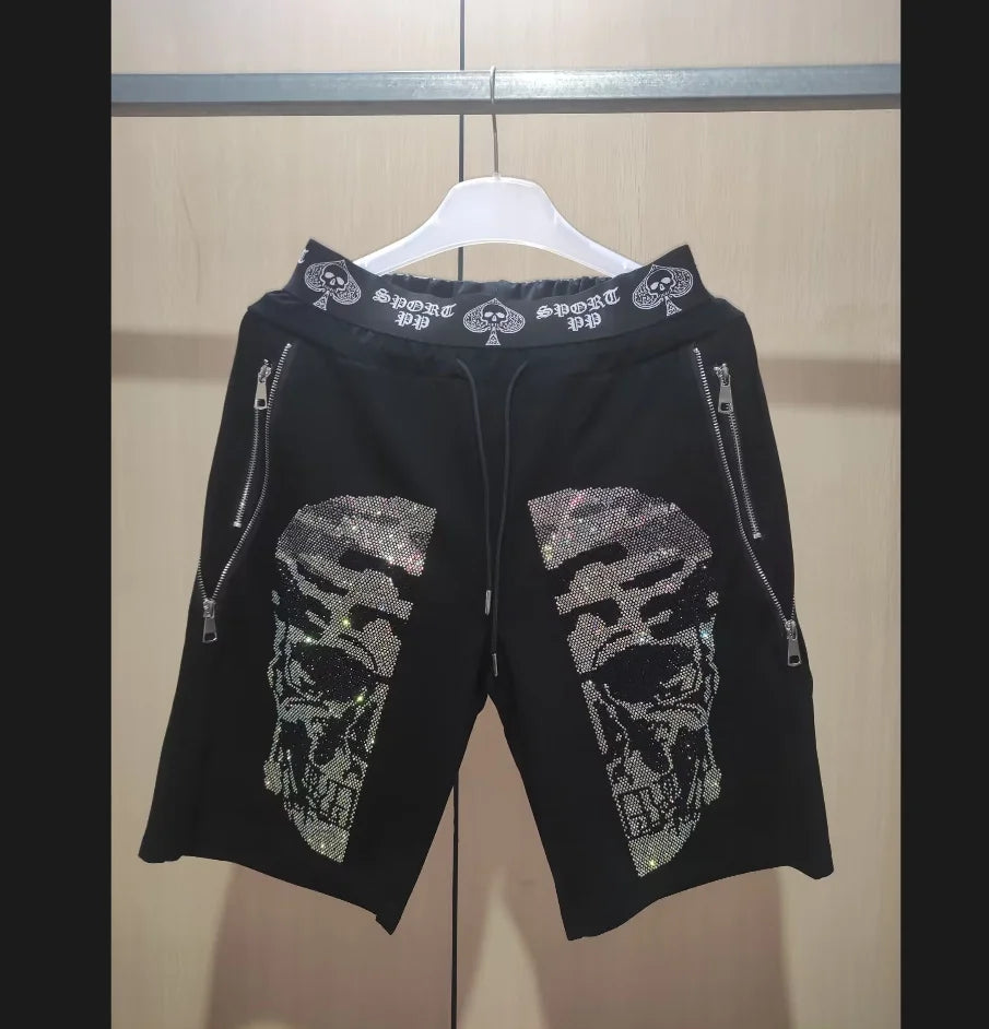 Men's Slim Fit Track Pants – Multi-Pocket Rhinestone Sweatpants short 6