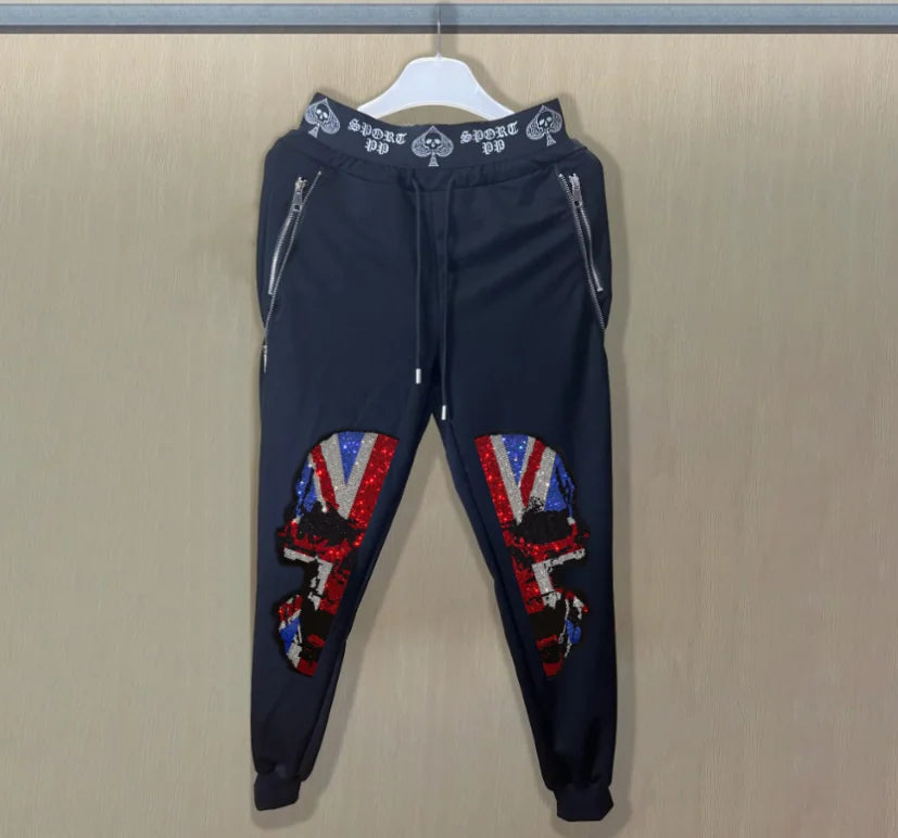 Men's Slim Fit Track Pants – Multi-Pocket Rhinestone Sweatpants only pant 15