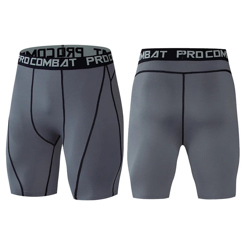 Men's Compression Bodybuilding Shorts – Quick-Dry Training Leggings GRAY