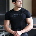 Men's Slim Fit Cotton T-Shirt – Breathable Casual Training Tee balck No