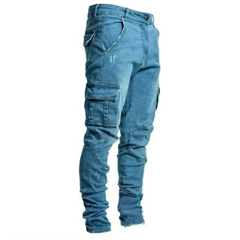 Men's Skinny Narrow Leg Cargo Jeans dark blue