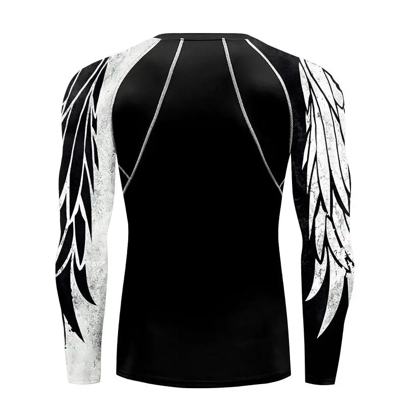 Men's Long Sleeve 3D Print Compression Training Shirt