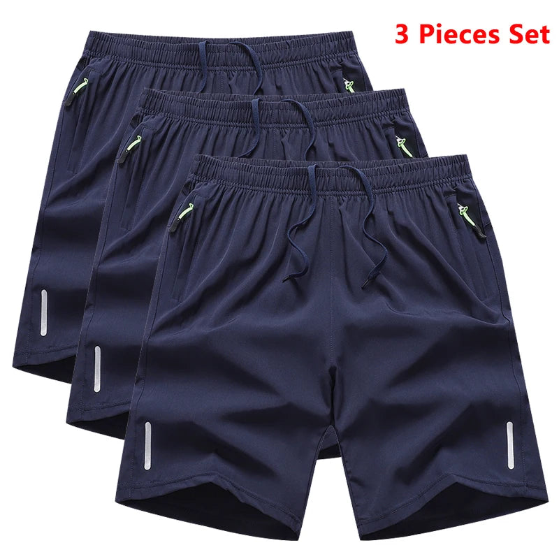 3 Pieces Gym Sports Shorts Men Quick Dry