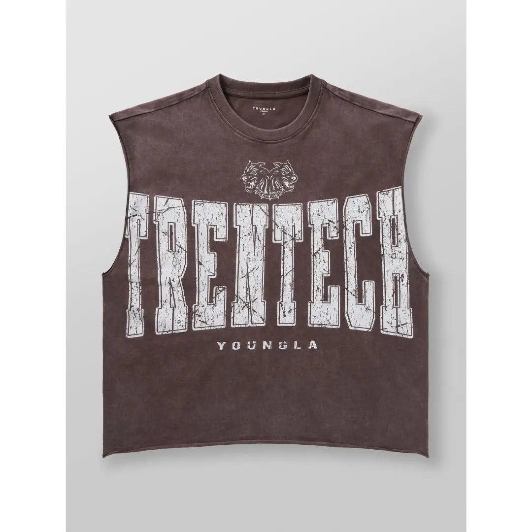 Men's Oversized Sleeveless Cotton Training Vest – Gym & Running Tank Top Brown