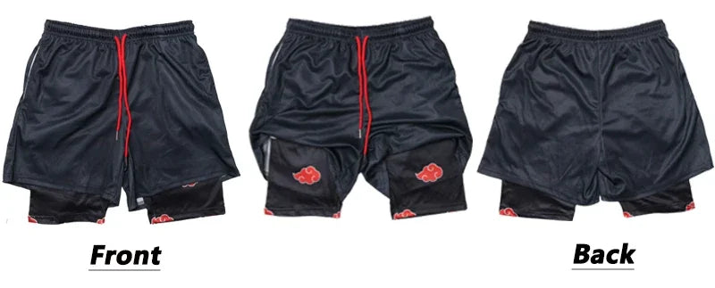 Anime Sports Fitness  Shorts Men's Shorts 2 In 1