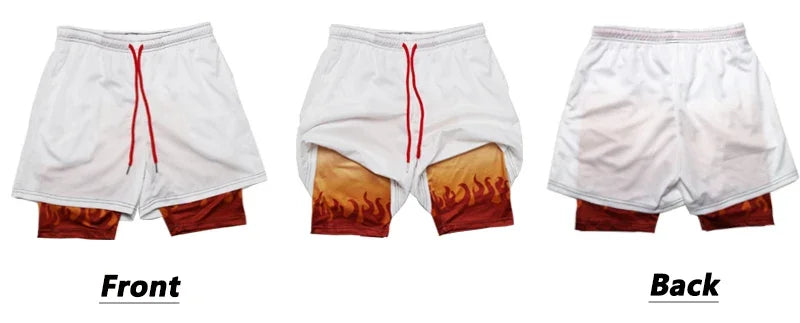 Anime Sports Fitness  Shorts Men's Shorts 2 In 1