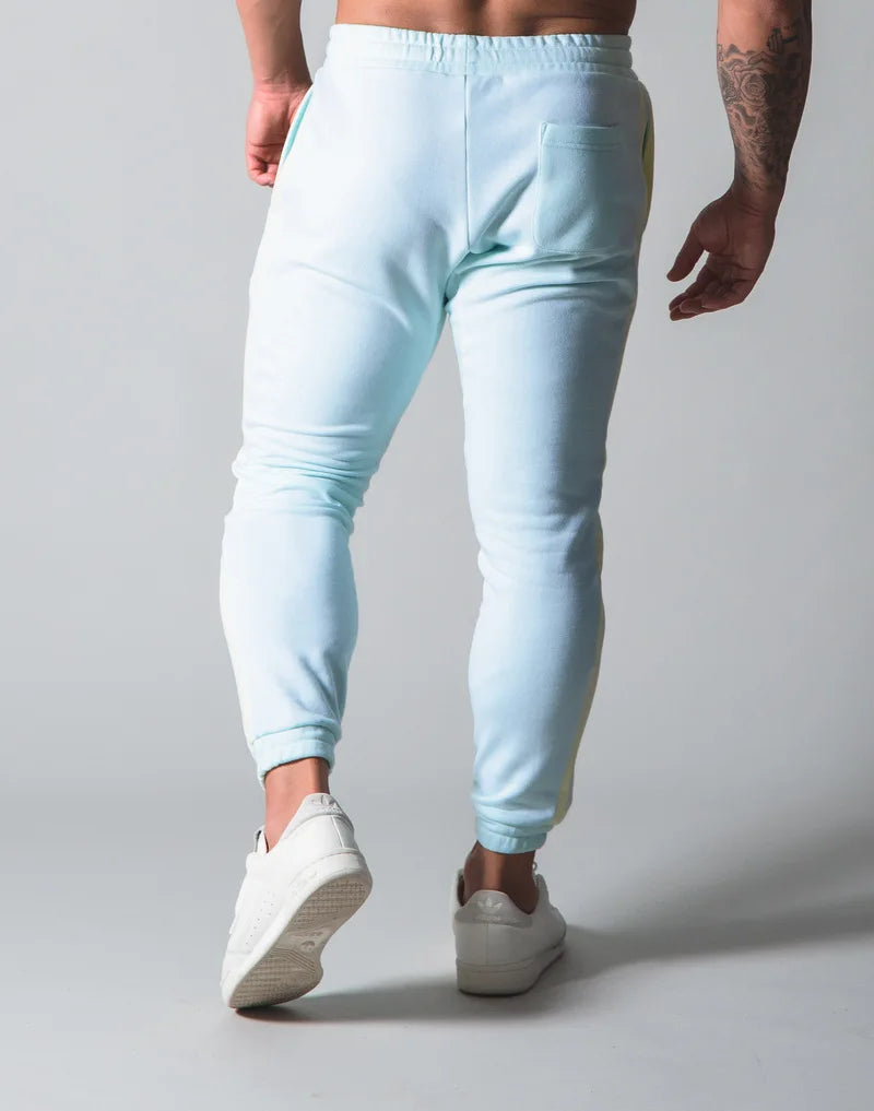 Side Striped Pants Men Running Sweatpants Bodybuilding Track Pants Gym Fitness Training Sport Trousers Male Cotton Long Pants