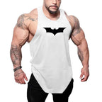 Black Bat Print Gym Fitness Running Sportswear Mens Training Bodybuilding Tank Tops Cotton Breathable Sleeveless Loose Shirts