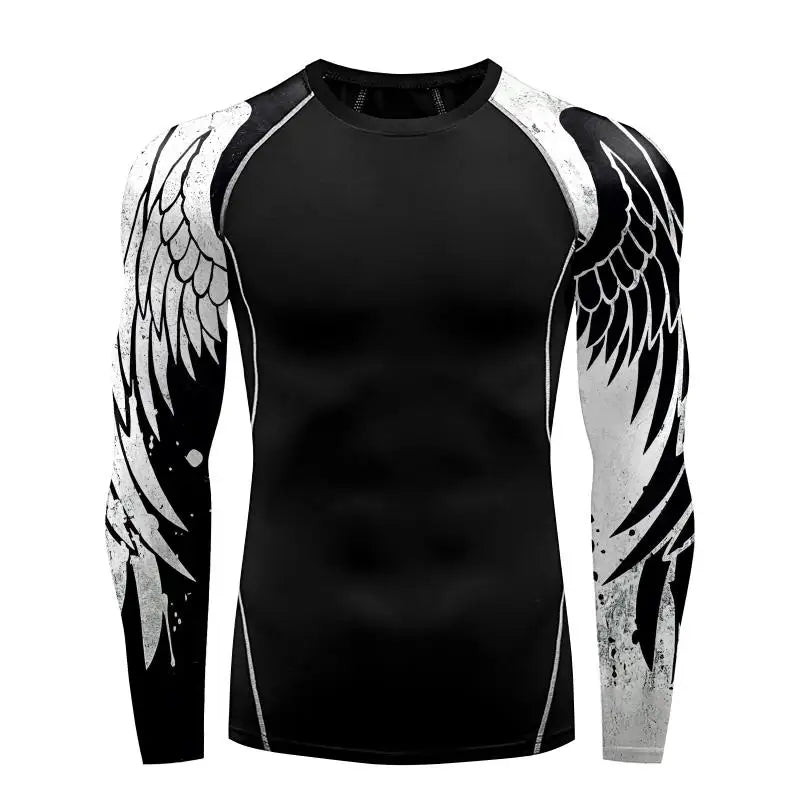 Men's Long Sleeve 3D Print Compression Training Shirt