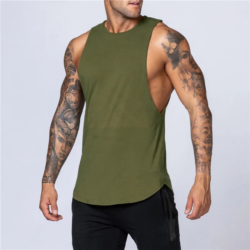 Sleeveless Shirt Breathable O-Neck Casual Muscle Vest