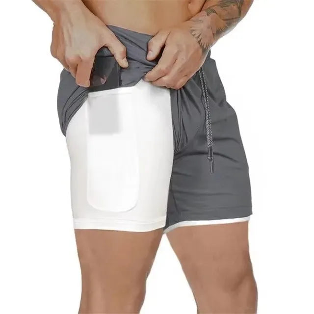 Men's 2-in-1 Compression Running Shorts Gray