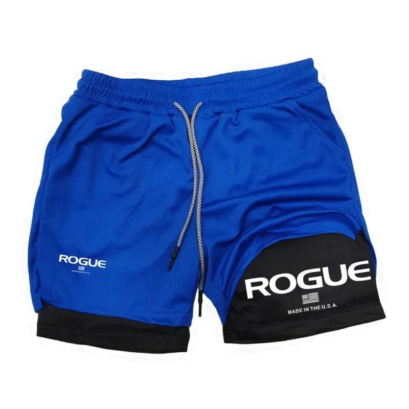 Men's 2-in-1 Double-Layer Training Shorts blue & black