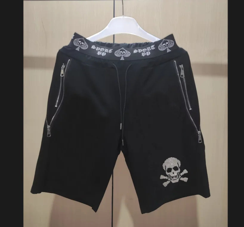 Men's Slim Fit Track Pants – Multi-Pocket Rhinestone Sweatpants short 4