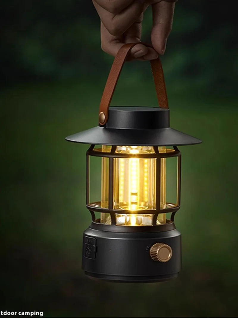 lohascamping LED Camping Lamp Retro Hanging Lamp Portable Stepless Dimming Camping Light Waterproof Rechargeable Outdoor Light