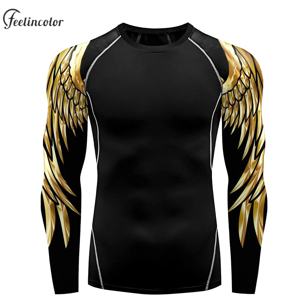 Men's Long Sleeve 3D Print Compression Training Shirt