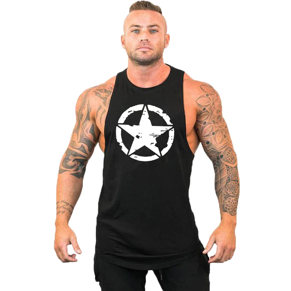 New Hot Sale Mens Skull Printed Tank Top Breathable Cool Vest Running Shirt Cotton Tees Bodybuilding Singlet Fitness Sleeveless