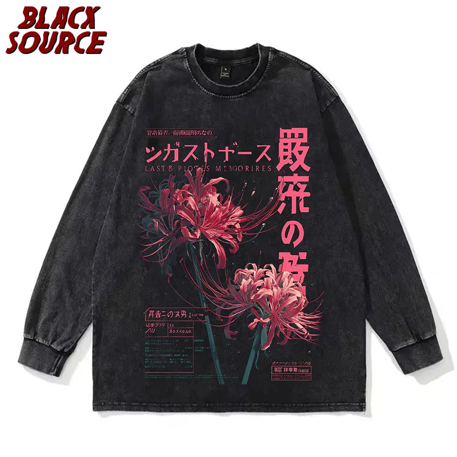 Anime Aesthetic Spider Lily Washed Tee 02