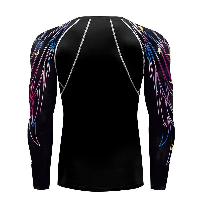 Men's Long Sleeve 3D Print Compression Training Shirt