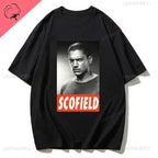 Men Vintage T Shirts Tv Series Prison Break Aesthetic Clothing Michael Scofield Y2k Shirt Streetwear Printed T-shirt Top Cotton
