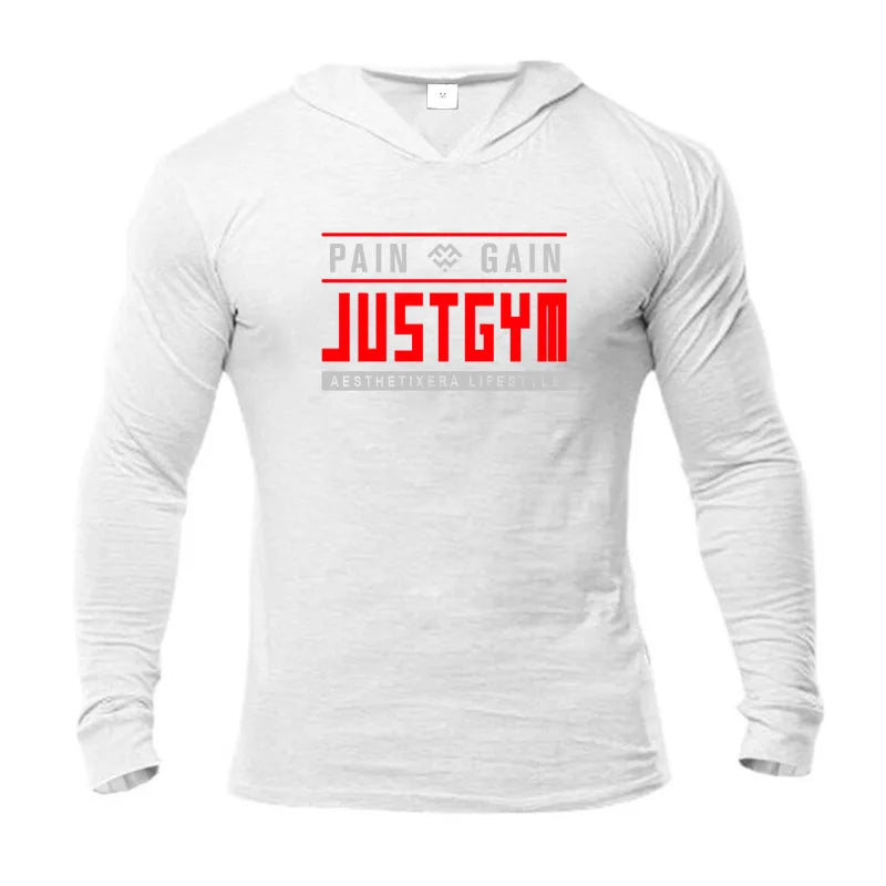 Muscleguys Fitness Hooded Long Sleeve T Shirt Men Workout Cotton Slim Fit Bodybuilding T-Shirt Male Gym Workout Jogger Clothing