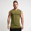 Men's V-Neck Compression Sleeveless Gym Shirt – Cotton Bodybuilding Tank Top army green