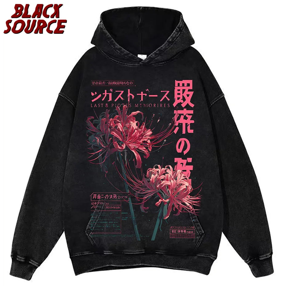 Anime Aesthetic Spider Lily Washed Tee 03