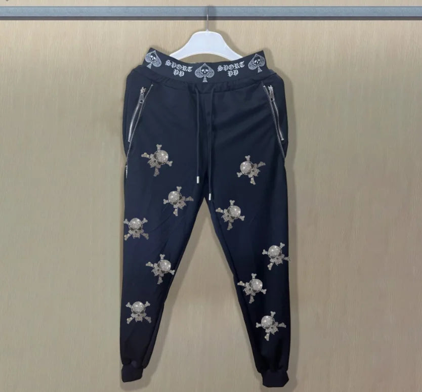 Men's Slim Fit Track Pants – Multi-Pocket Rhinestone Sweatpants only pant 16