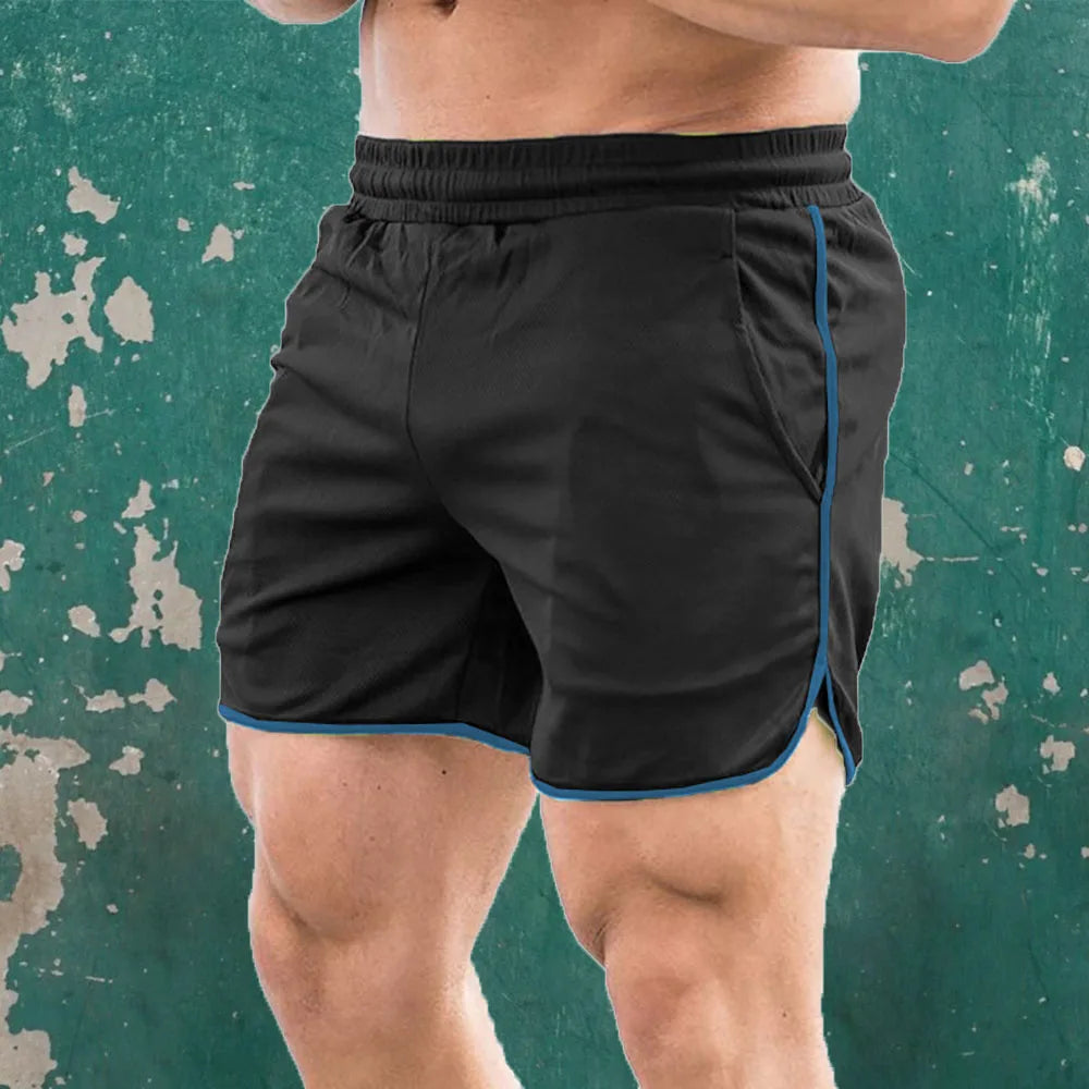GYM Men Quick Dry Workout Shorts With Pockets Elastic Waist Gym Running Sports Shorts For Men Breathable Athletic Shorts Summer