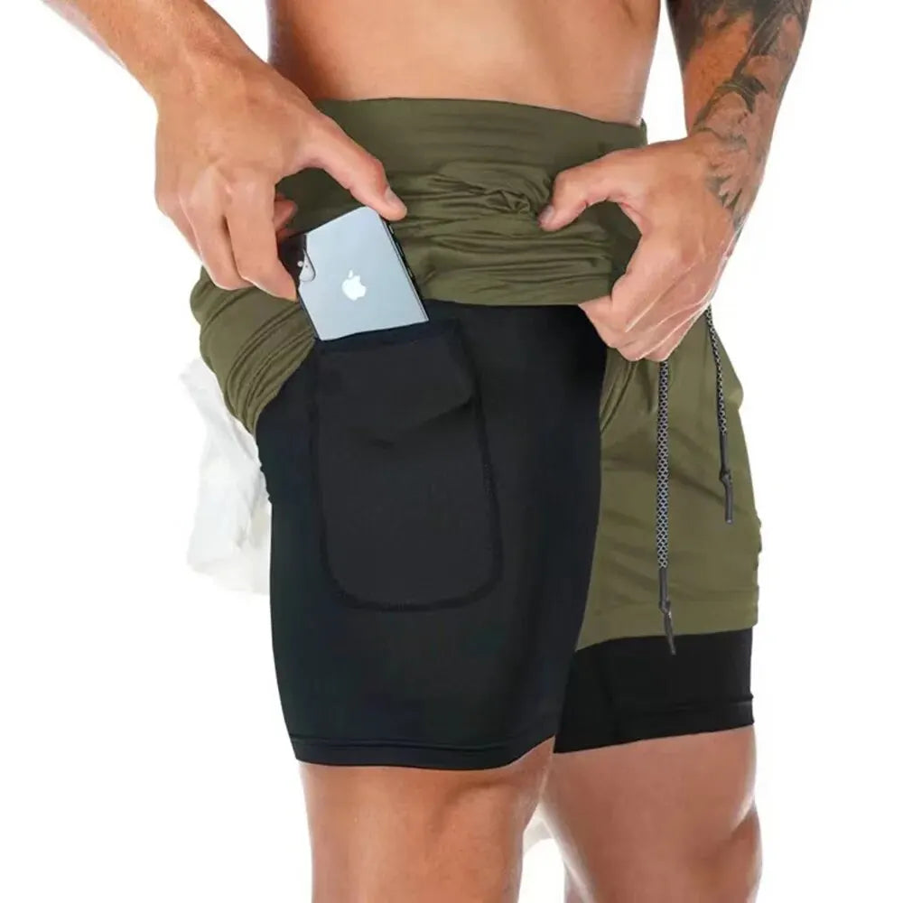 Men's Gym Shorts with Liner, Pockets & Towel Loop
