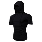 Men Athletic Hoodies Fashion Slim Fit Long Sleeve Sweatshirt with Mask Design Solid Color Sport Fitness Casual Pullover Outwear
