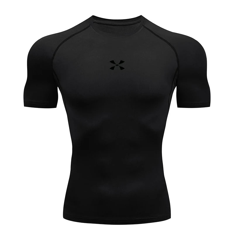 Men's Elastic Quick-Dry Sportswear T-Shirt Black