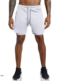 Men's 2-in-1 Compression Gym Shorts — 15 Designs image color white