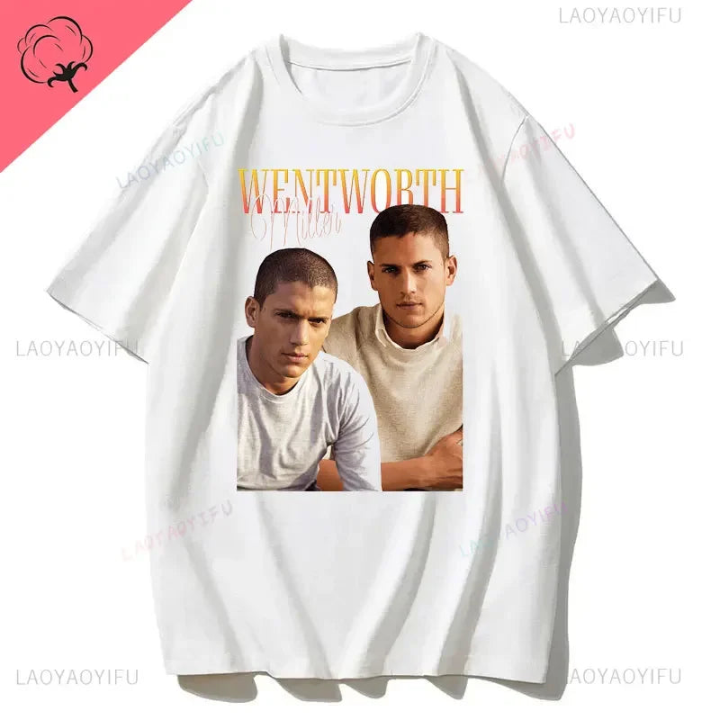 Men Vintage T Shirts Tv Series Prison Break Aesthetic Clothing Michael Scofield Y2k Shirt Streetwear Printed T-shirt Top Cotton