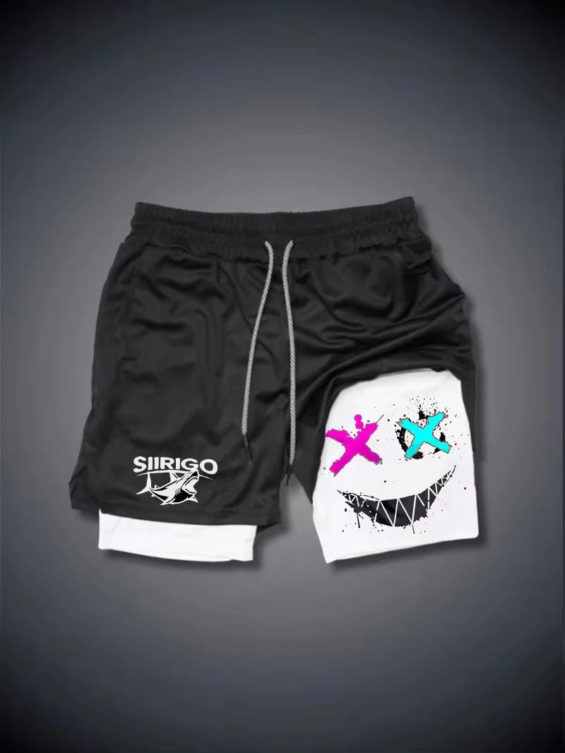 2024 Men's Smiling Face Printed Fitness Shorts