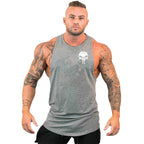 New Hot Sale Mens Skull Printed Tank Top Breathable Cool Vest Running Shirt Cotton Tees Bodybuilding Singlet Fitness Sleeveless