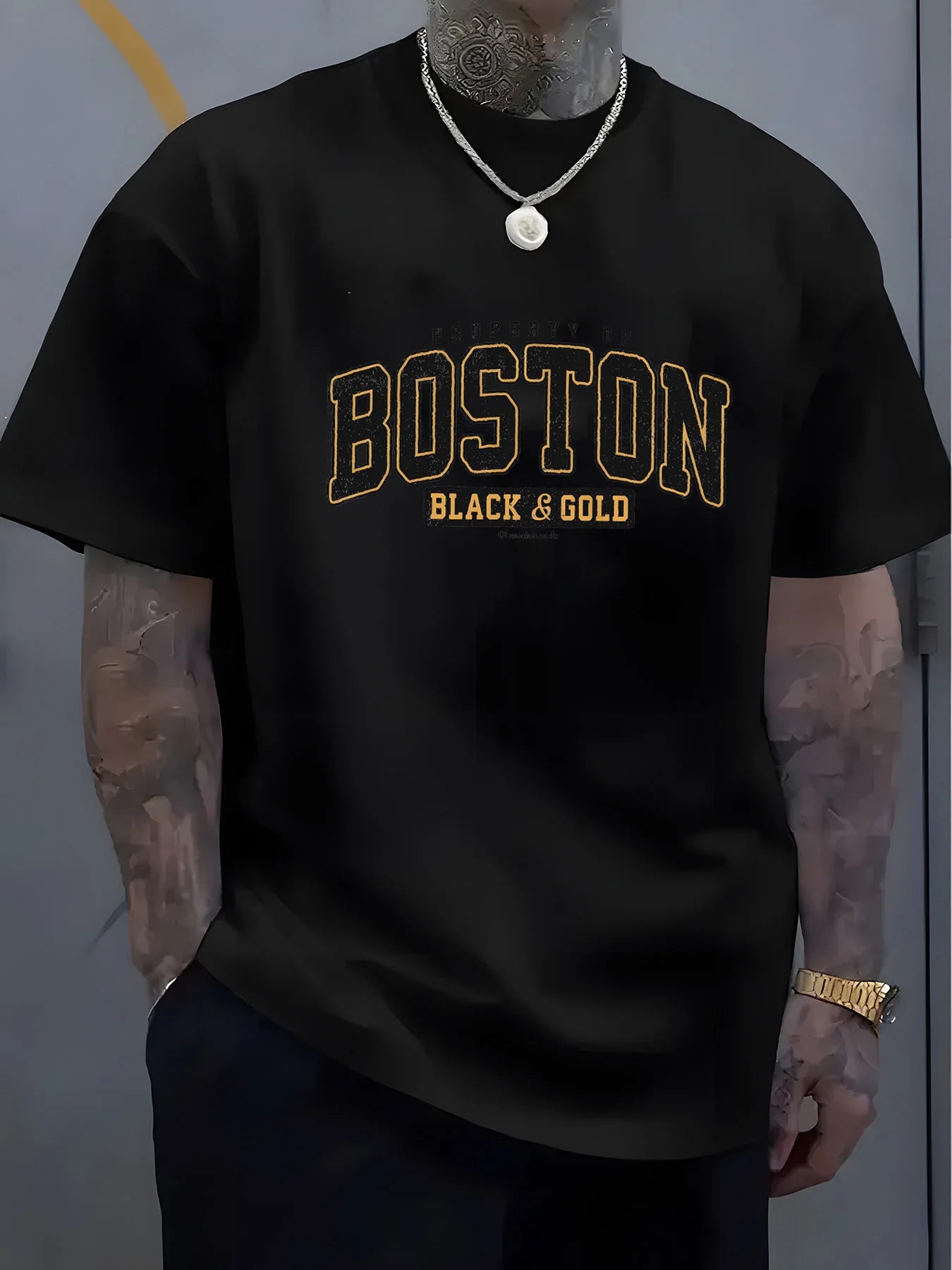 BOSTON pattern printed T-shirt top