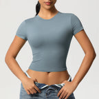 Women Sport Shirt Short Sleeve Gym Top Workout Clothes High Elastic Active Wear Femme Running Accessories Fitness Tshirt