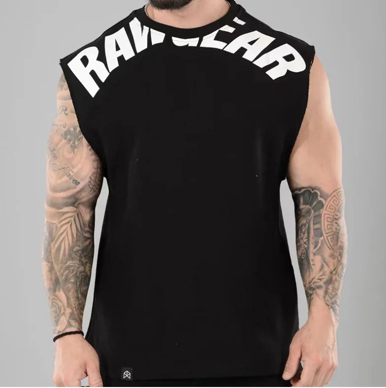 Men's Summer Trend Cotton Tank Tops Male Sweat Sleeveless Shirt Muscle Sports Gym Fitness Workout O-Neck Vest Casual Clothing