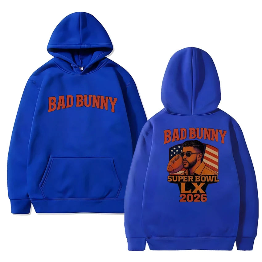 Rapper Bad Bunny Super Bowl LX 2026 Double Sided printed Hoodie