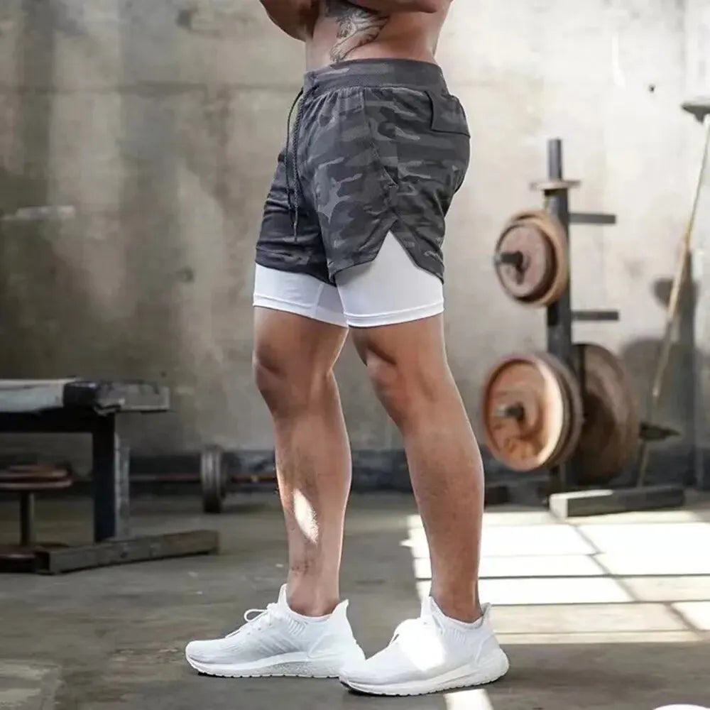 Men's Gym Shorts with Liner, Pockets & Towel Loop