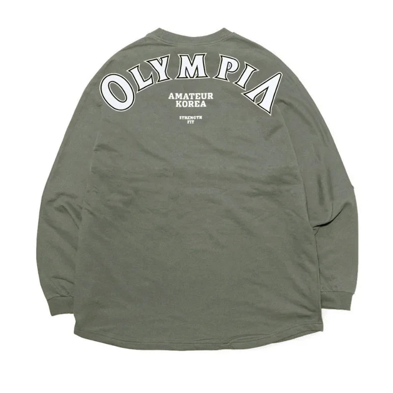 Men's Cotton Casual Long Sleeve T-shirt Man Gym Fitness Sweatshirt O-Neck Running Training Tops Male Workout Clothing Undershirt