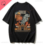 Men Vintage T Shirts Tv Series Prison Break Aesthetic Clothing Michael Scofield Y2k Shirt Streetwear Printed T-shirt Top Cotton