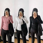 Sports Yoga Shirts Long-sleeved Tops for Women Quick-drying Fitness Pilates V Neck T-shirt Solid Black Slim Solid Training Women