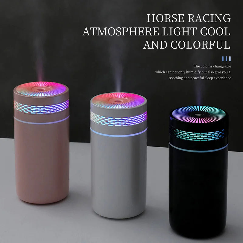 USB Mini Humidifier for Car & Home, Desktop Air Moisturizer with High Mist Output & RGB Lights