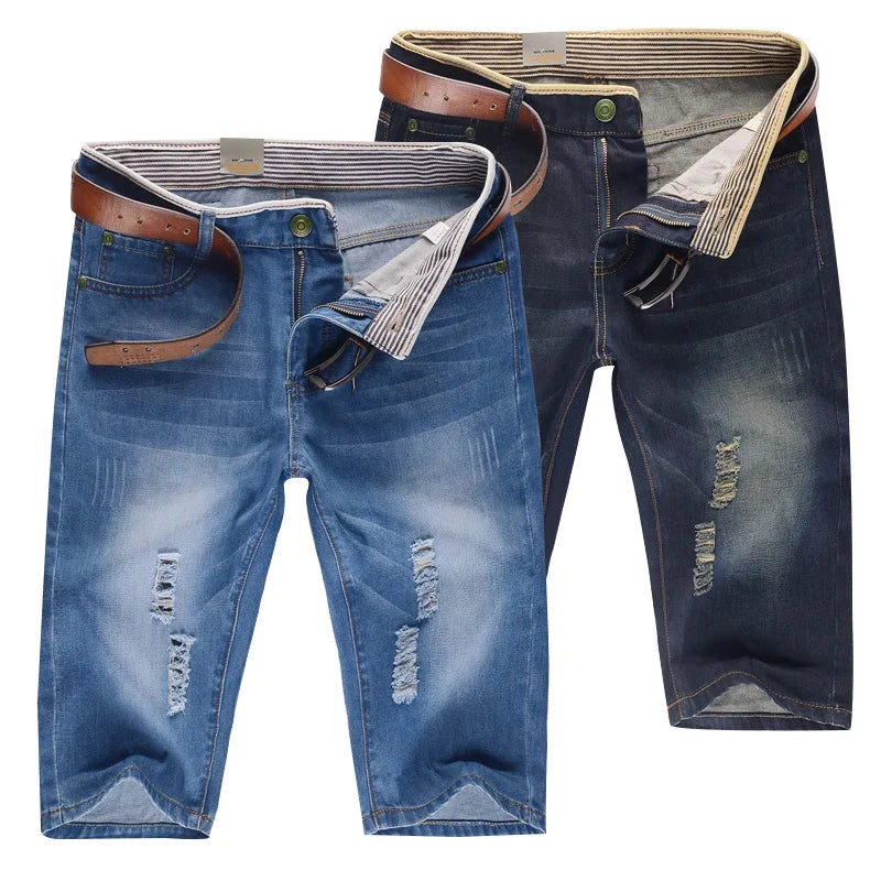 Men's Perforated Denim Shorts