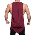 Men's Irregular Hem Muscle Tank Top – Cotton Sleeveless Gym & Fitness Vest Burgundy