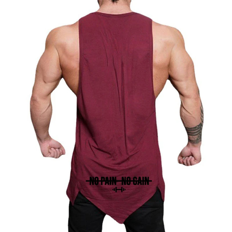 Summer Muscle Tank Tops Mens Irregular Hem Sleeveless Shirts Cotton Gym Clothing Bodybuilding Undershirt Casual Fitness Tee Tops