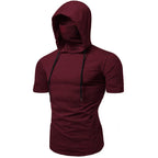 Men Athletic Hoodies Fashion Slim Fit Long Sleeve Sweatshirt with Mask Design Solid Color Sport Fitness Casual Pullover Outwear